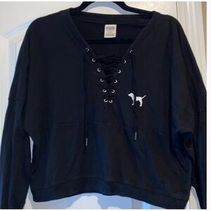 Victoria's Secret Black Lace-Up Crop Top